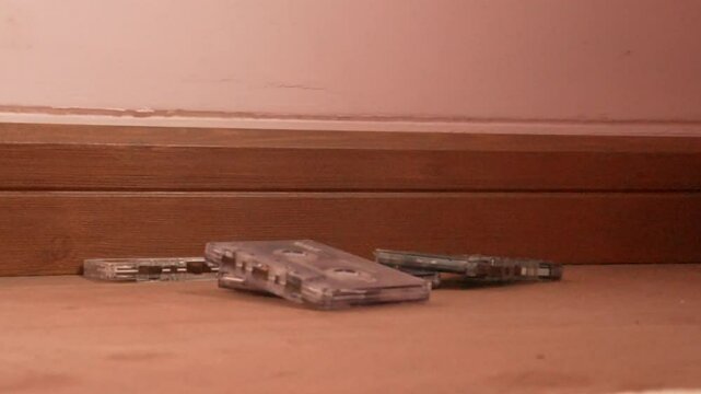 a lot of  Cassette Tape falling down 