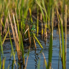 Wings of the Marsh: Hine's Emerald Dragonflies at Play