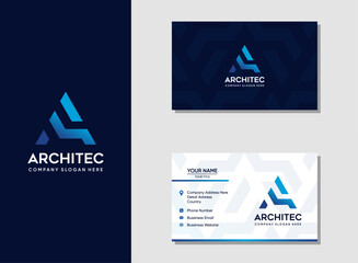 Architect Initial letter a logo and business card design template