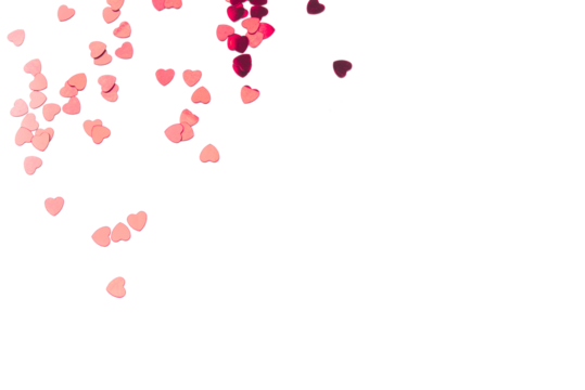 Red hearts on transparent background. Valentine's day concept.