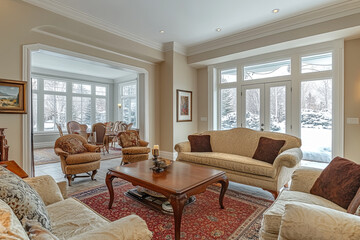 Living room with a light tone and cozy seating arrangement