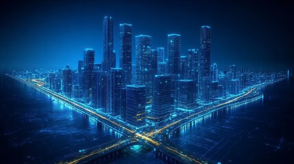 Fototapeta premium Vivid Photorealistic Futuristic Cityscape with Neon Lights and Advanced Architecture at Dusk