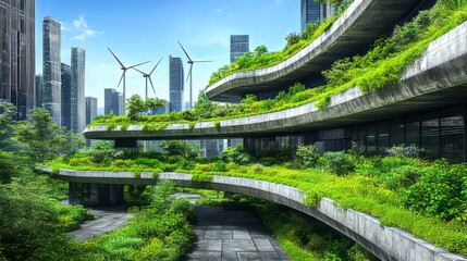 Fototapeta premium Vivid Photorealistic Futuristic Cityscape with Skyscrapers and Advanced Urban Architecture Design
