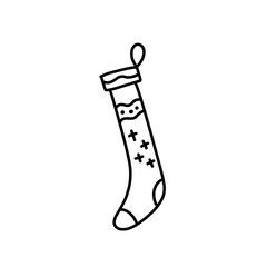 Christmas sock line icon
