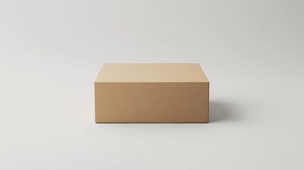 A minimalist cardboard box with no visible branding, centered on a plain white background 