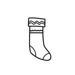 Christmas sock line icon