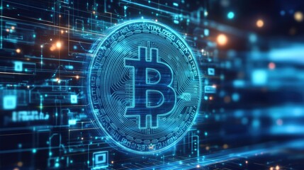 Digital Bitcoin in Futuristic Technology Environment