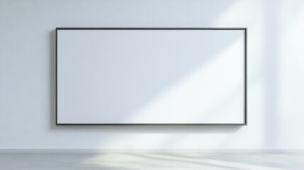 A minimalist empty whiteboard set against a white wall, with a sleek design and bright natural light illuminating the space