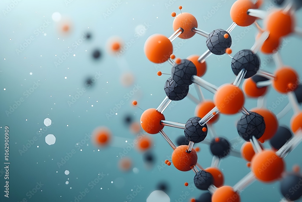 Poster a visually captivating deeply abstract molecular formation with intricate mesmerizing geometric shap