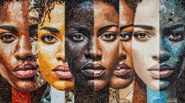 A mosaic of diverse faces forming a single, cohesive image, symbolizing unity and the beauty of racial differences.