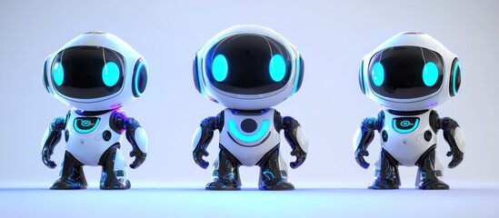 Detailed 3D humanoid robot icon with a futuristic design.