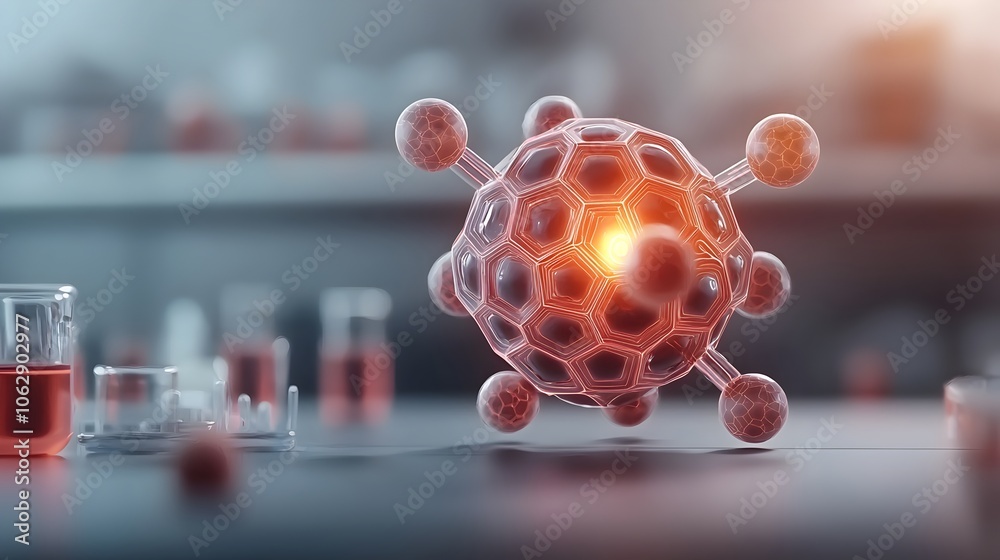 Poster glowing spherical molecular structure with dynamic and luminescent geometric patterns cinematic futu
