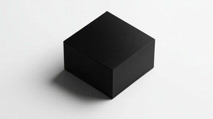 A minimalist square black box with soft shadows and subtle highlights, placed on a white background