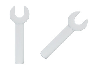  3d wrench icon. Yellow and gray colors. Service, repair, icon concept. Stock vector illustration on isolated background.