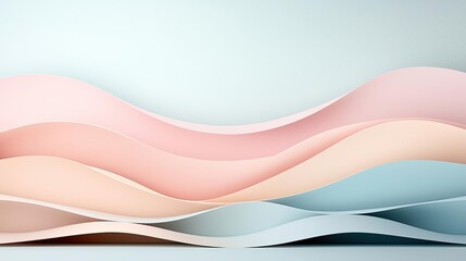Obraz premium Colorful wavy shapes, soft pastel hues, modern abstract design, white background.