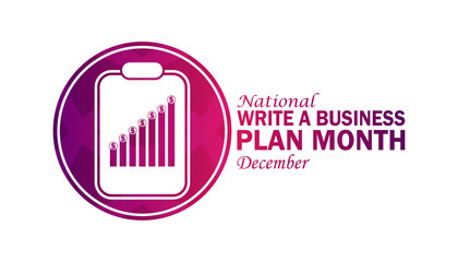 National Write a Business Plan Month wallpaper with shapes and typography, banner, card, poster, template. National Write a Business Plan Month, Modern background