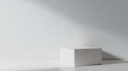A minimalist white box with rounded corners and soft lighting, against a completely white background