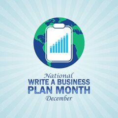 National Write a Business Plan Month. December. Holiday concept. Template for background, banner, card, poster with text inscription. Modern illustration.