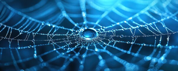 Obraz premium Three-dimensional icon depicting a spiderweb, accentuated with dew.