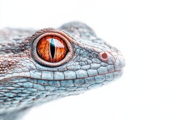 A close-up of a vibrant frog showcasing detailed skin and striking eyes, isolated on a white background.