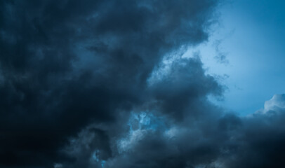 Cloud storm sky dark halloween background rain lightning thunder stoumy typhoon Nature light scene...