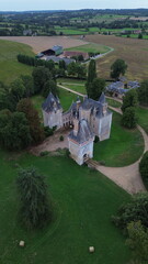 drone photo Isle-sur-Arnon castle france europe