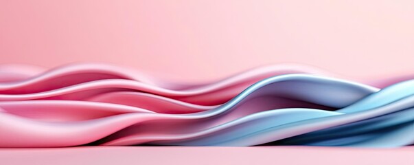 Obraz premium Soft waves of pink and blue fabric textures create a soothing abstract background.