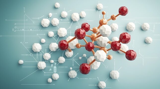 Highly detailed and of an intricate organic molecular structure with varying spherical and cubic geometries