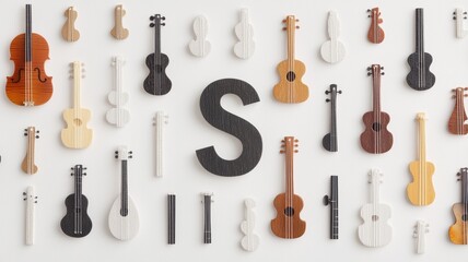 Naklejka premium Collection of Isolated Musical Instruments on White Background