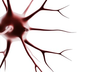 Fototapeta premium Detailed illustration of a neuron, showcasing its structure and connections on a white isolated background.