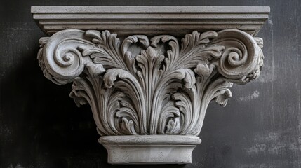 Naklejka premium close-up A muted gray pedestal with intricate details,