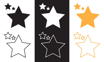 Obraz premium Shining star icon. Outline and Filled Vector Sign. isolated on white and black background. Vector illustration. EPS 10 