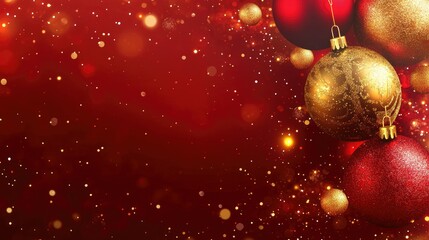 Festive Christmas Ornaments on a Red Background