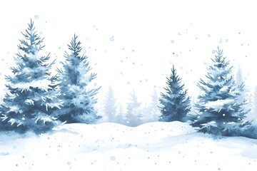 Obraz premium Watercolor Illustration of Snowy Forest with Christmas Trees