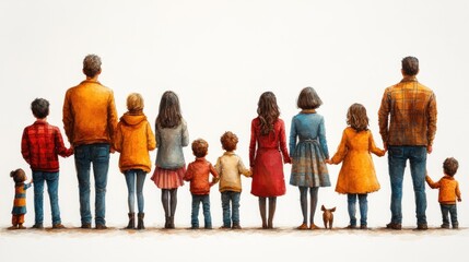 Obraz premium Family portrait with diverse members and a dog, showcasing unity.