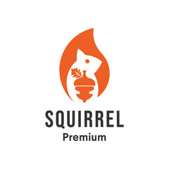 squirrel holding a chestnut vector logo design