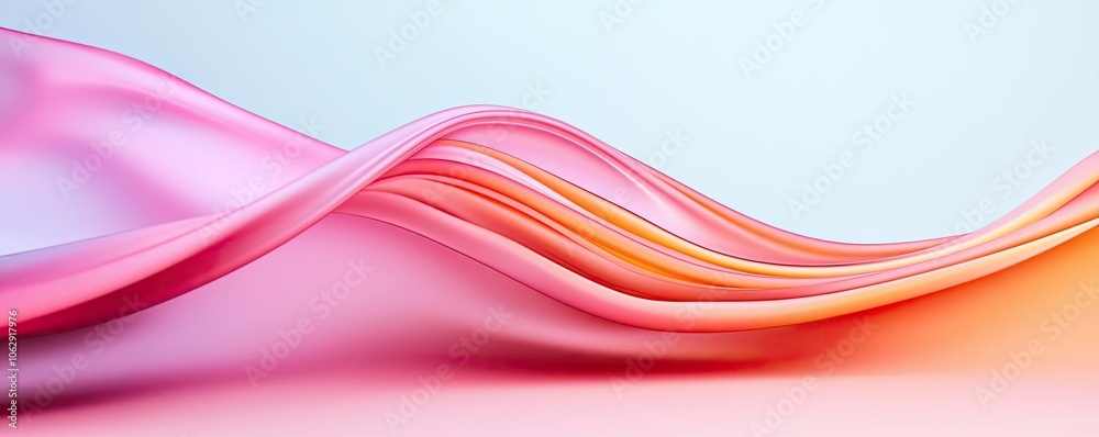Poster Abstract colorful waves on a soft gradient background, ideal for modern designs.