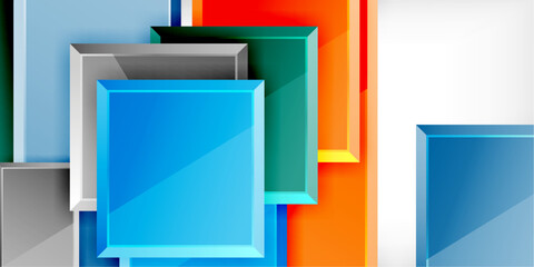 Glass toy style square shapes abstract design. Vector Illustration For Wallpaper, Banner, Background, Card, Book Illustration, landing page