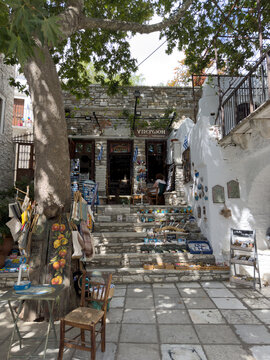 A ceramics and gift shop in Apeiranthos, a town on Naxos Island, Greece
