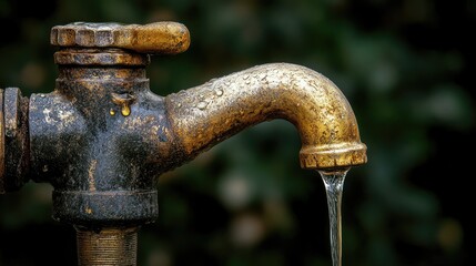 Rustic Faucet with Water Droplets