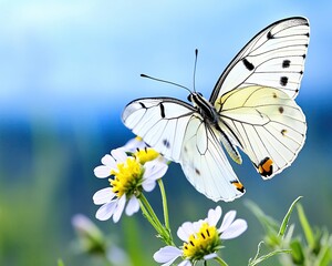Spring butterflies fluttering over wildflowers, delicate and lively