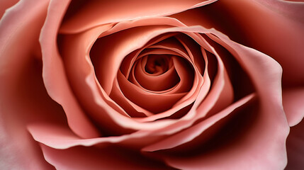 Obraz premium Close-up view of a blooming pink rose showcasing the delicate spiral arrangement of its petals in soft focus.