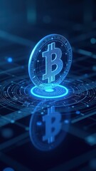 Bitcoin cryptocurrency. Gold coin. Trading on the cryptocurrency exchange. Trends in bitcoin exchange rates.