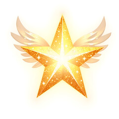 Fototapeta premium Embrace the elegance of a radiant star with ethereal wings illuminating your path, digital art of fantasy concept.