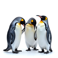 Fototapeta premium Explore the intriguing social bonds of penguins in their natural habitat, digital illustration of wildlife portrait concept.