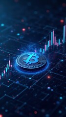 Bitcoin cryptocurrency. Gold coin. Trading on the cryptocurrency exchange. Trends in bitcoin exchange rates.