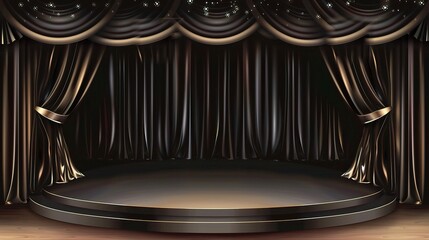 Stage Performance with Black Curtain Background - a dramatic and captivating visual. The stage performance against the black curtain background creates an intense and engaging scene