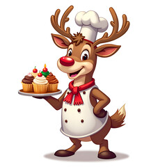 Naklejka premium This festive character brings joy with delicious treats and a sprinkle of holiday magic, digital illustration of character design concept.