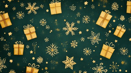 Festive Christmas Patterns with Gifts and Snowflakes