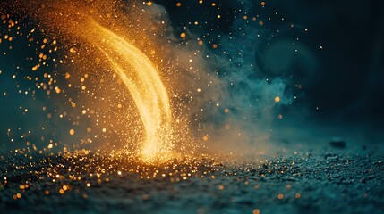 Golden particles swirl gracefully in a magical display of light and motion.